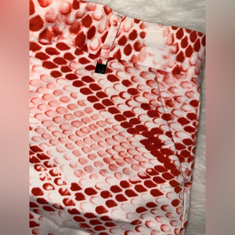 Calvin Klein Red/White Snake Print Women's Shorts - Picture 2 of 4